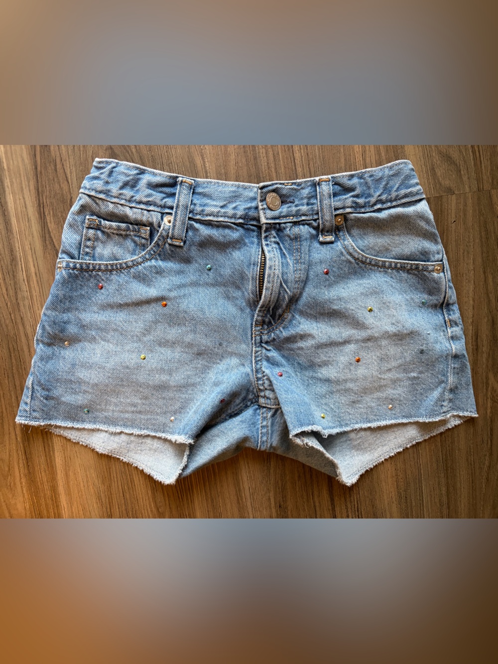GAP Girls Blue Denim Shorts with Multicolor Studs